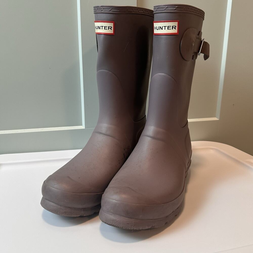 Hunter Original Tall Rain Boots Womens 9 Dark Purple Plum Waterproof Wellington